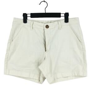 Chubbies Chino Shorts Mens Size 32 Ivory Solid Mid Rise Cotton Flat Front Preppy